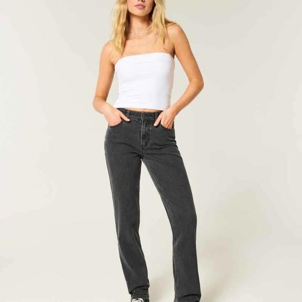 Hollister High-Rise Washed Black Straight Jeans Size 8 Short W29 –